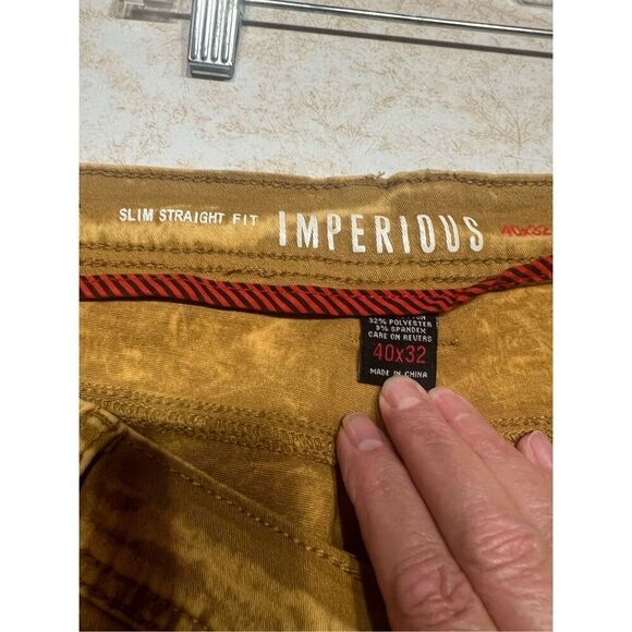 Imperious Men’s Slim Straight Stacked Jeans Sz 40/30 Gold - Picture 3 of 6